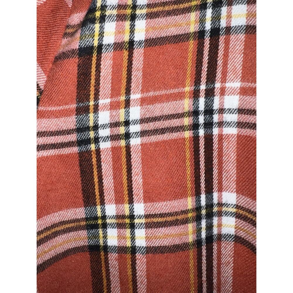 Plaid Flannel Pullover Top - Burnt Orange Fall Style w/ Accent Zipper - Sz S - Picture 6 of 9